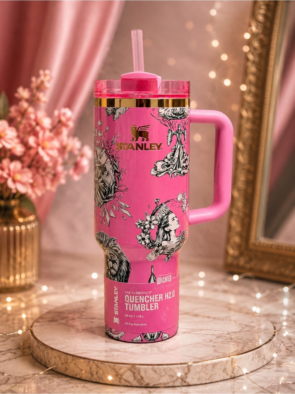 💗 Pink (Glinda) NEW Stanley x Wicked Quencher H2.0 FlowState 40 oz Tumbler Limit